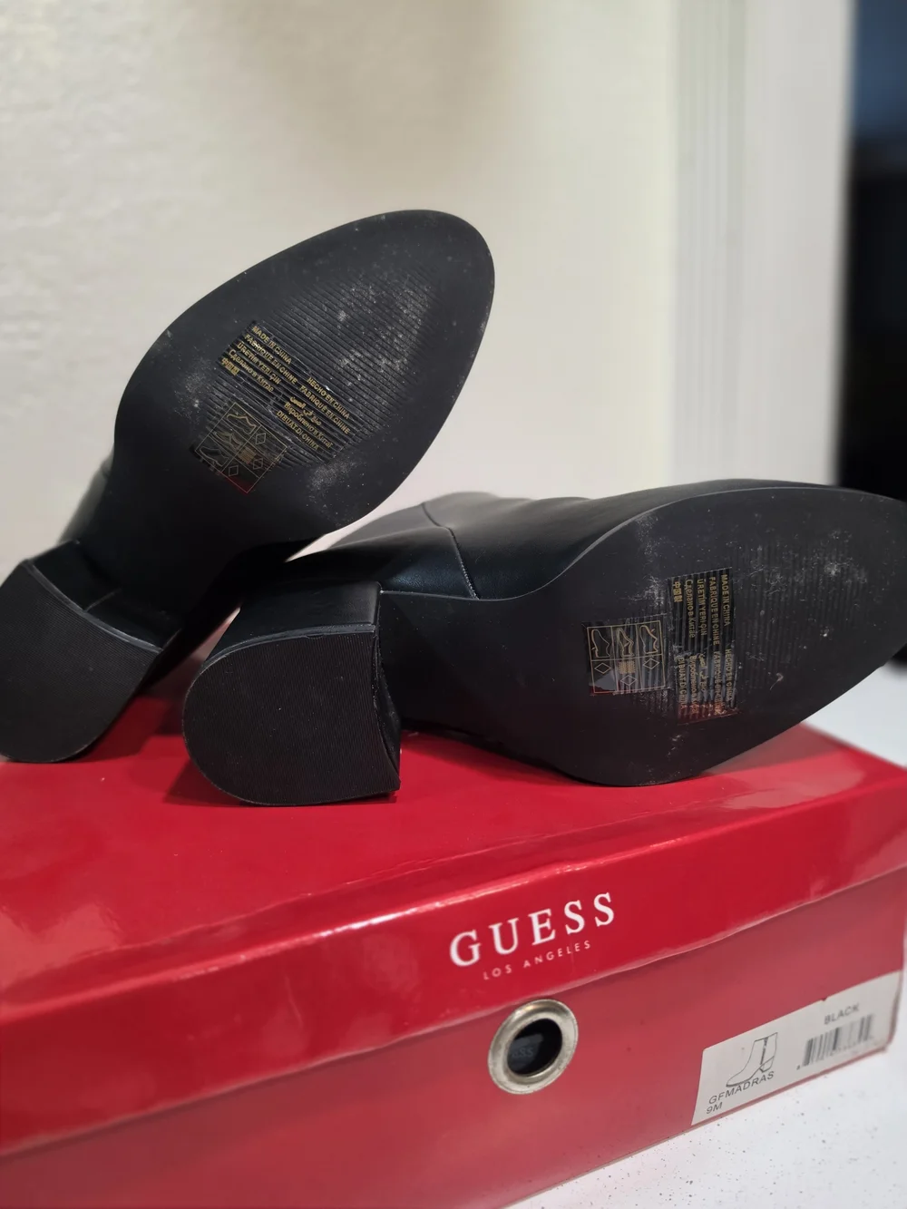 Only Used 1 Time....Guess Black Ankle Booties with Gold Zipper Detail
